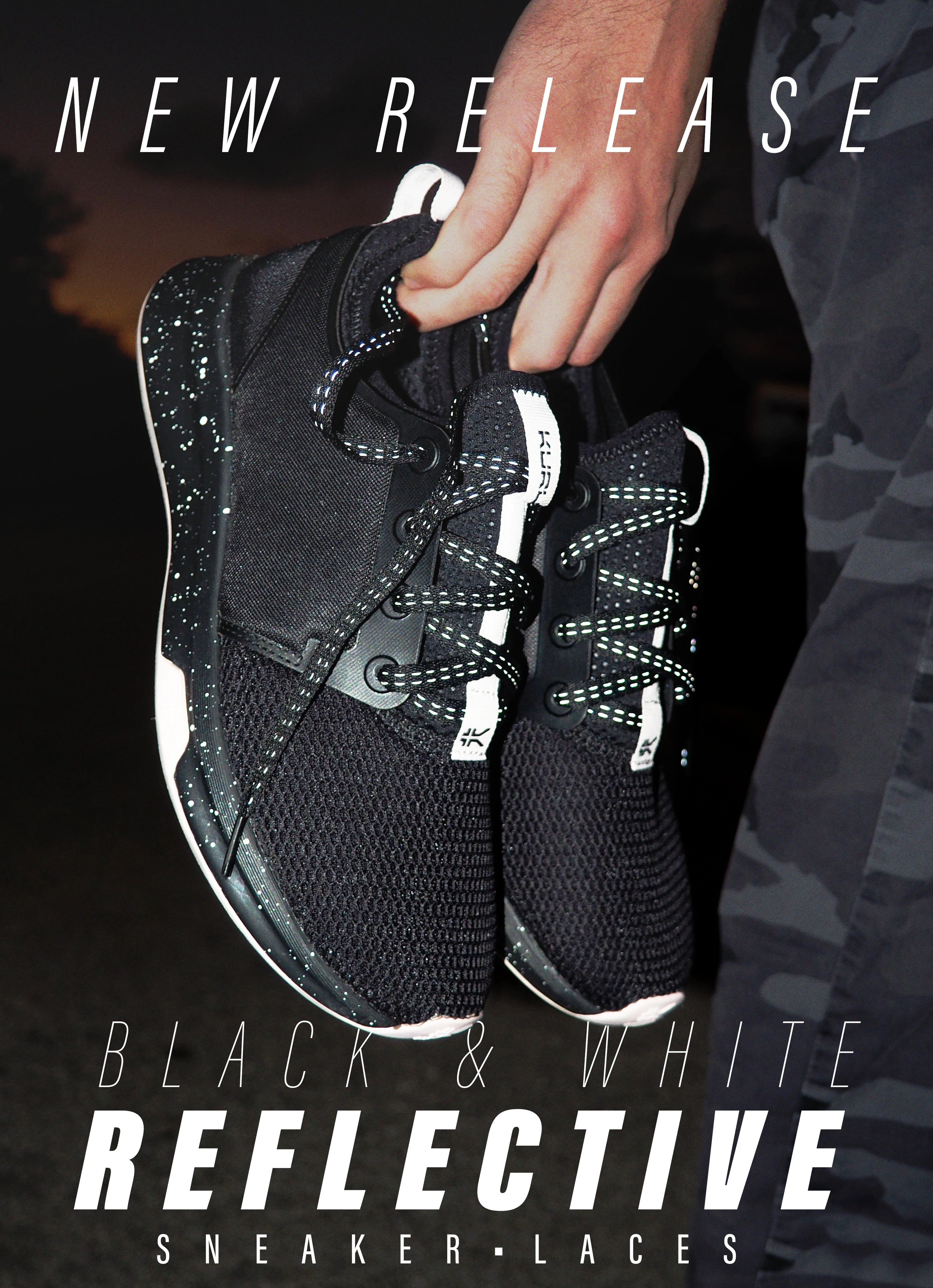 Black Reflective Sneaker Laces - Image 5