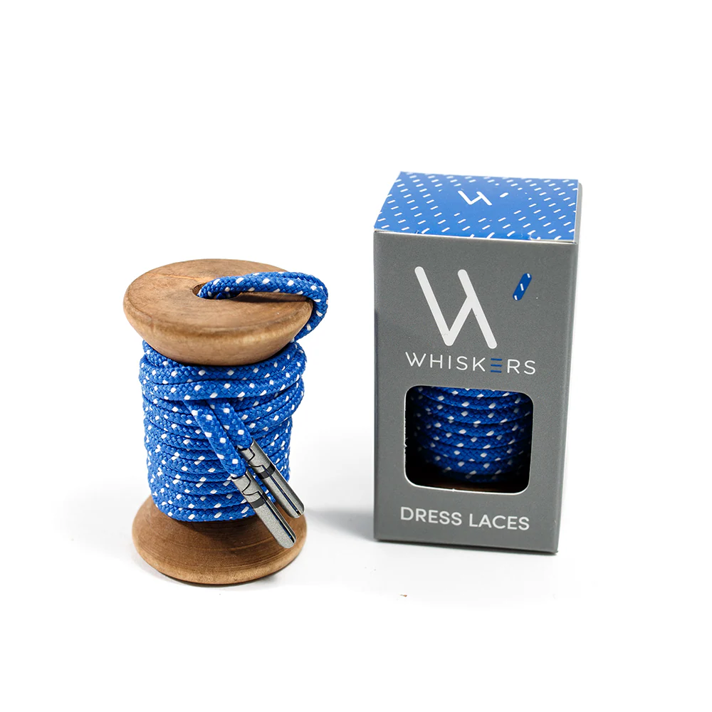 Blue & White Ticked Dress Laces + Blue, Light Blue & Navy Striped Jacques Sock - Image 3