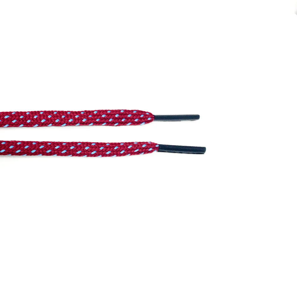 Garnet & Light Blue Flat Ticked Sneaker Laces - Image 3