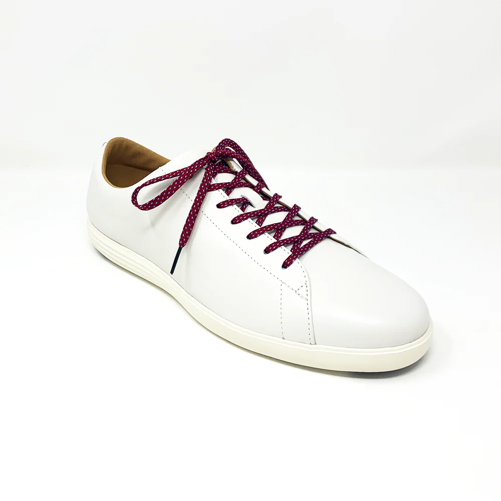 Garnet & Light Blue Flat Ticked Sneaker Laces - Image 5