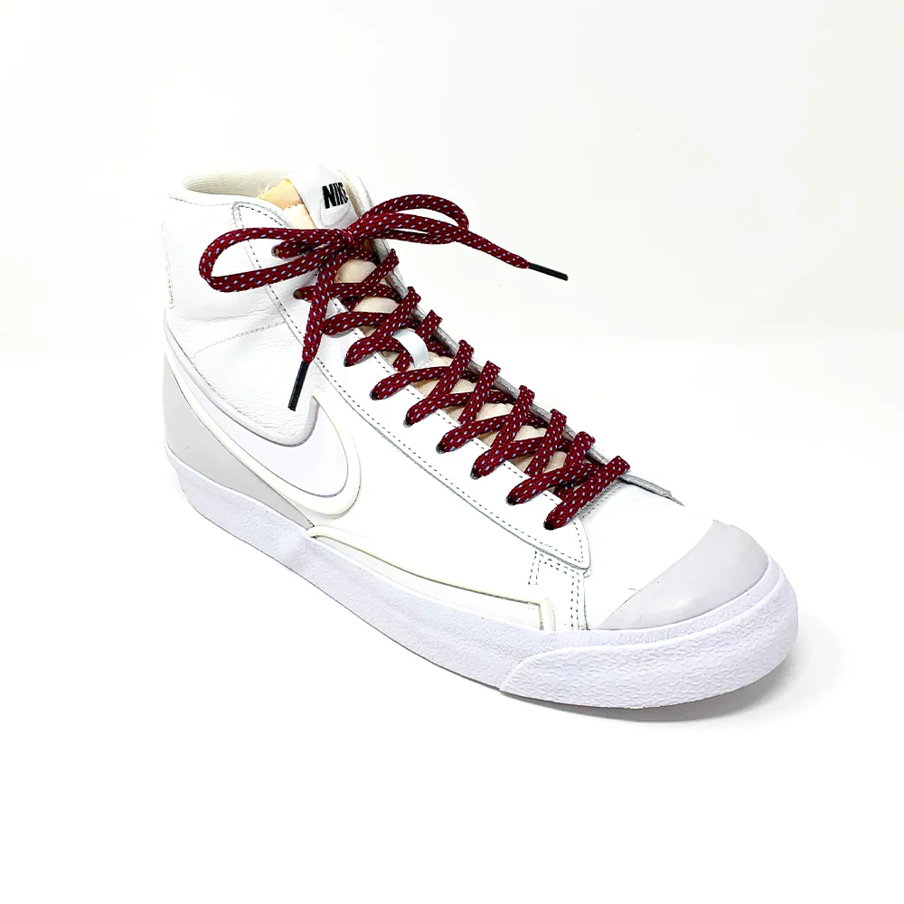 Garnet & Light Blue Flat Ticked Sneaker Laces - Image 6