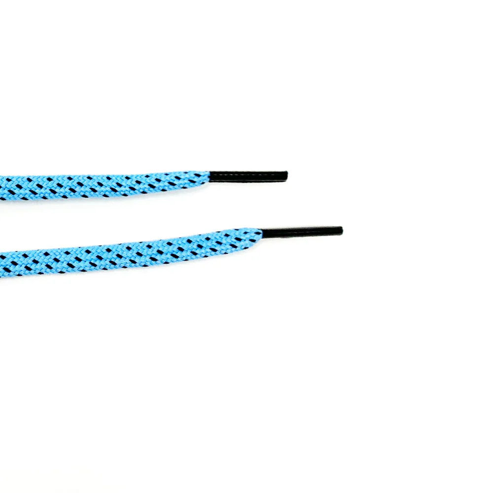 Light Blue & Black Flat Ticked Sneaker Laces - Image 3