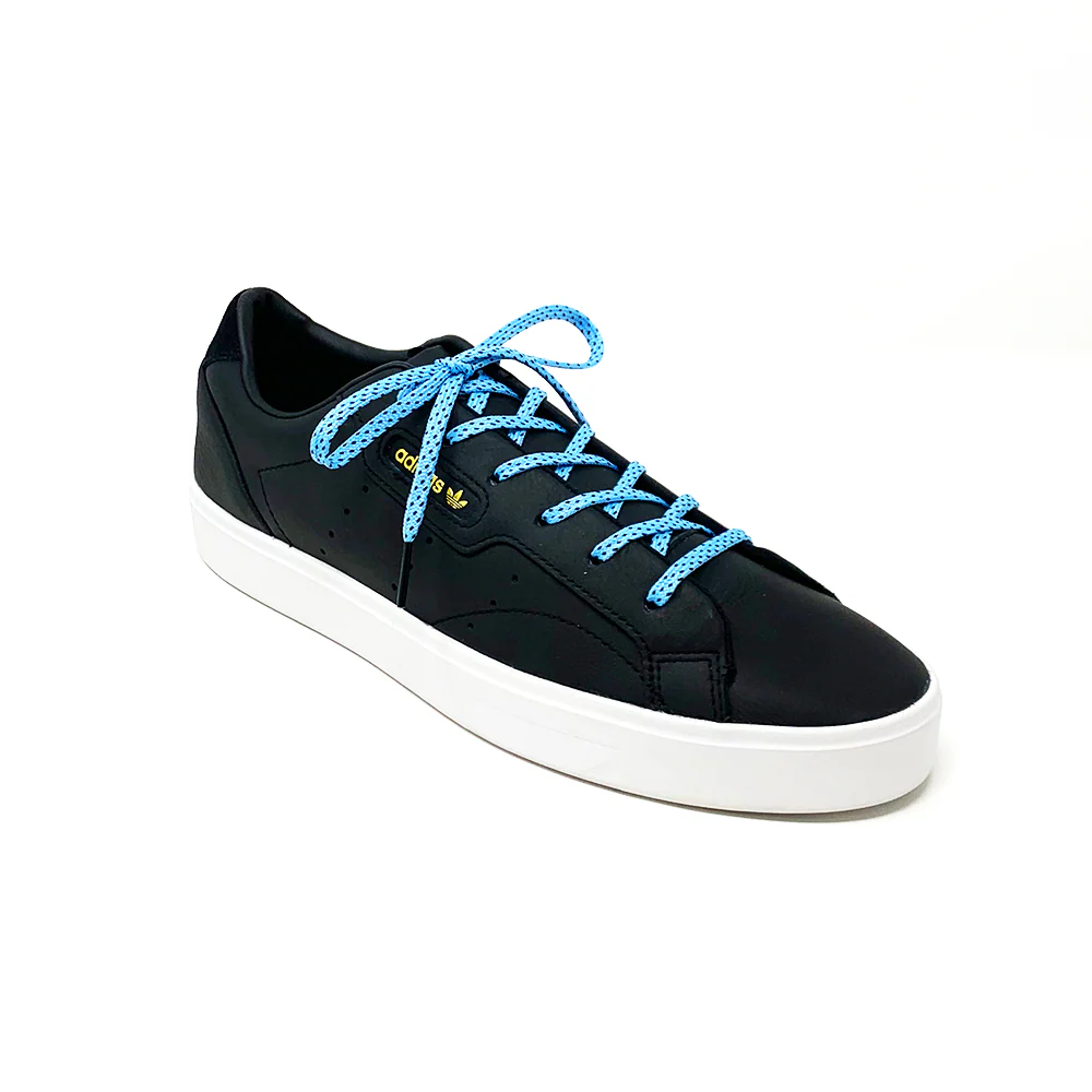 Light Blue & Black Flat Ticked Sneaker Laces - Image 4