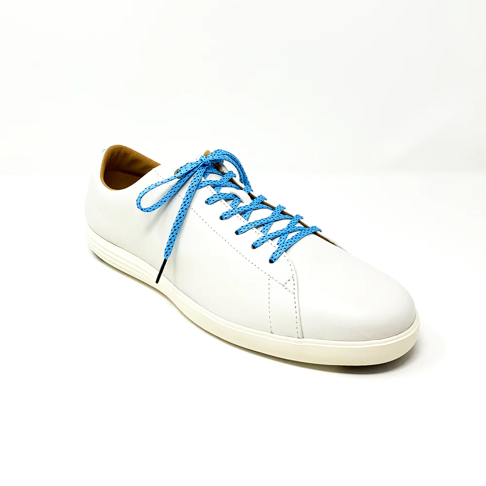 Light Blue & Black Flat Ticked Sneaker Laces - Image 5