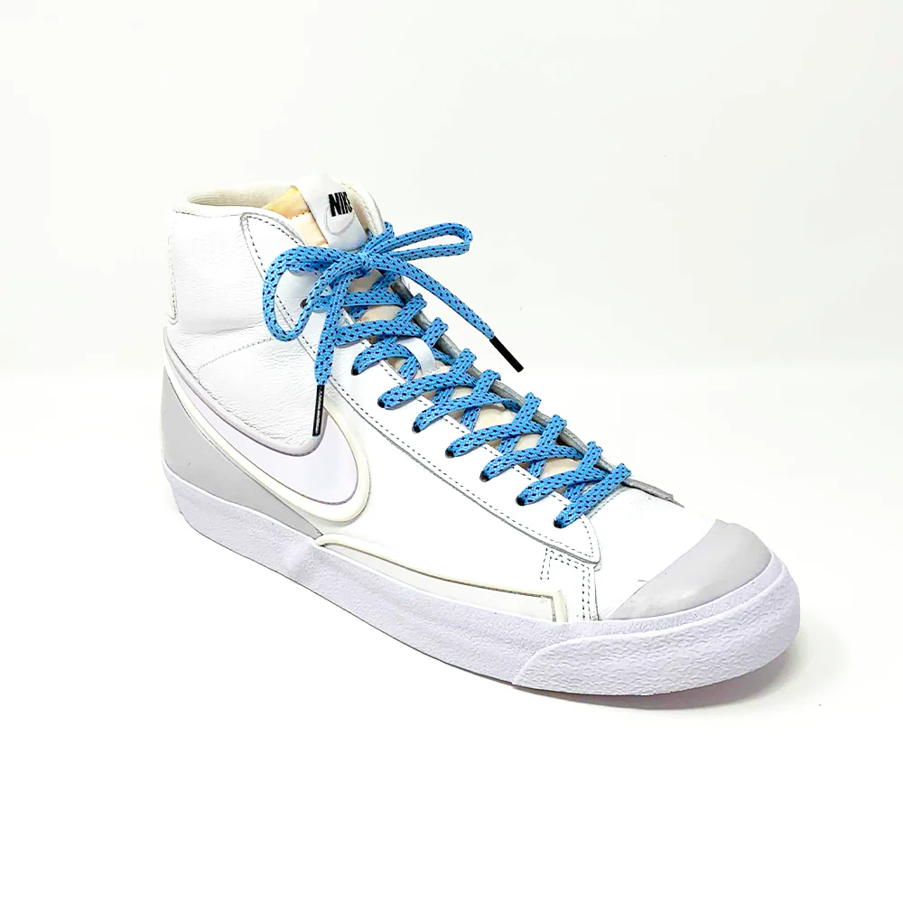 Light Blue & Black Flat Ticked Sneaker Laces - Image 6