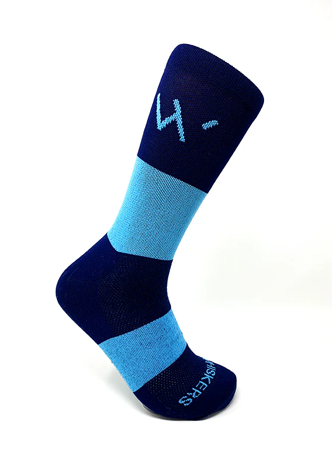45" Navy & Light Blue Flat Ticked Sneaker Lace + Navy & Light Blue Banded Jacques Sock - Image 4