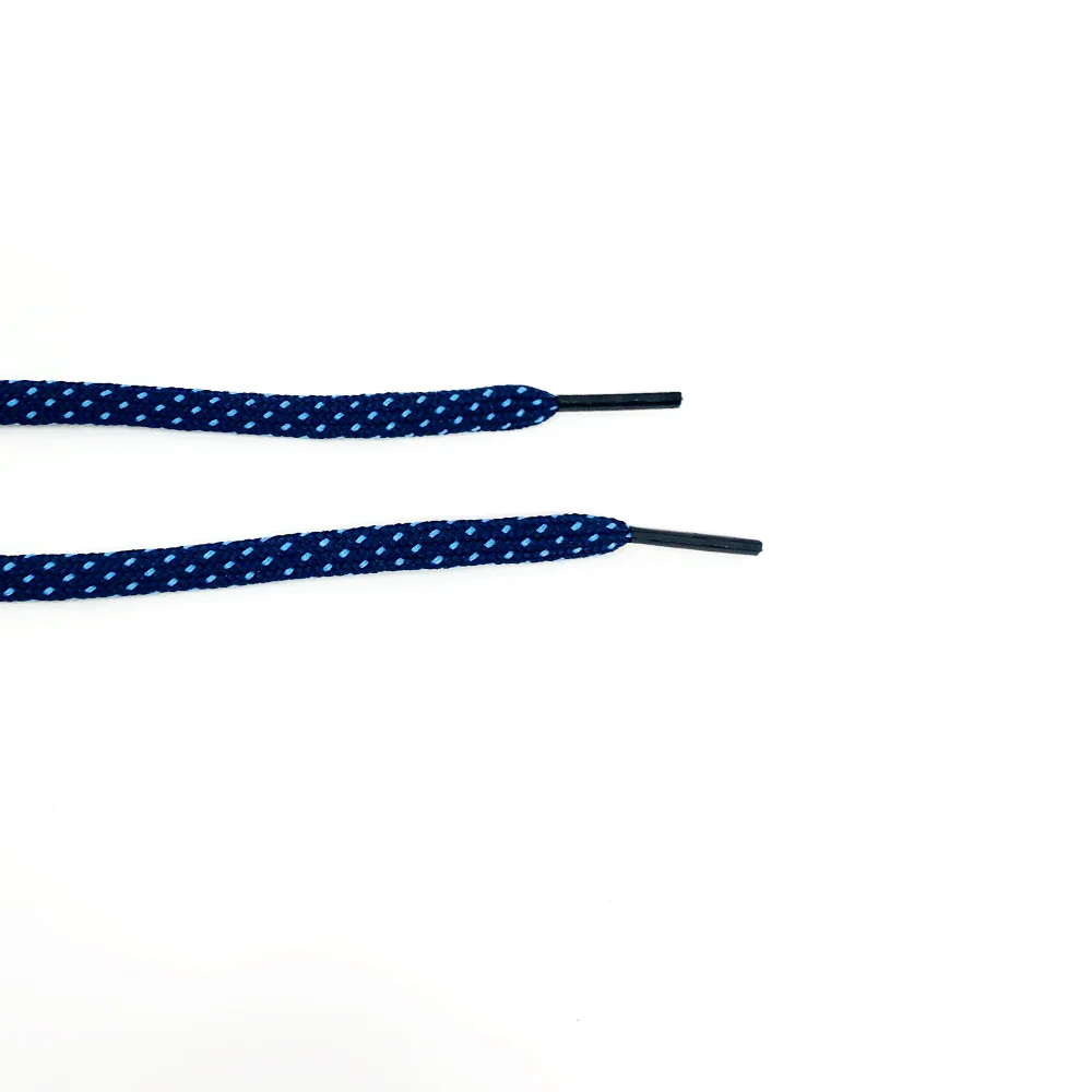 Navy & Light Blue Flat Ticked Sneaker Laces - Image 3