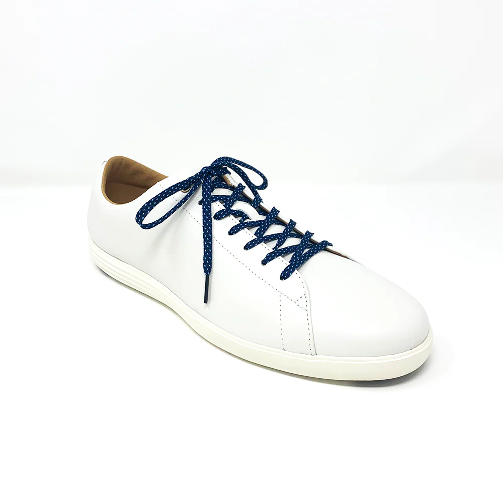 Navy & Light Blue Flat Ticked Sneaker Laces - Image 5
