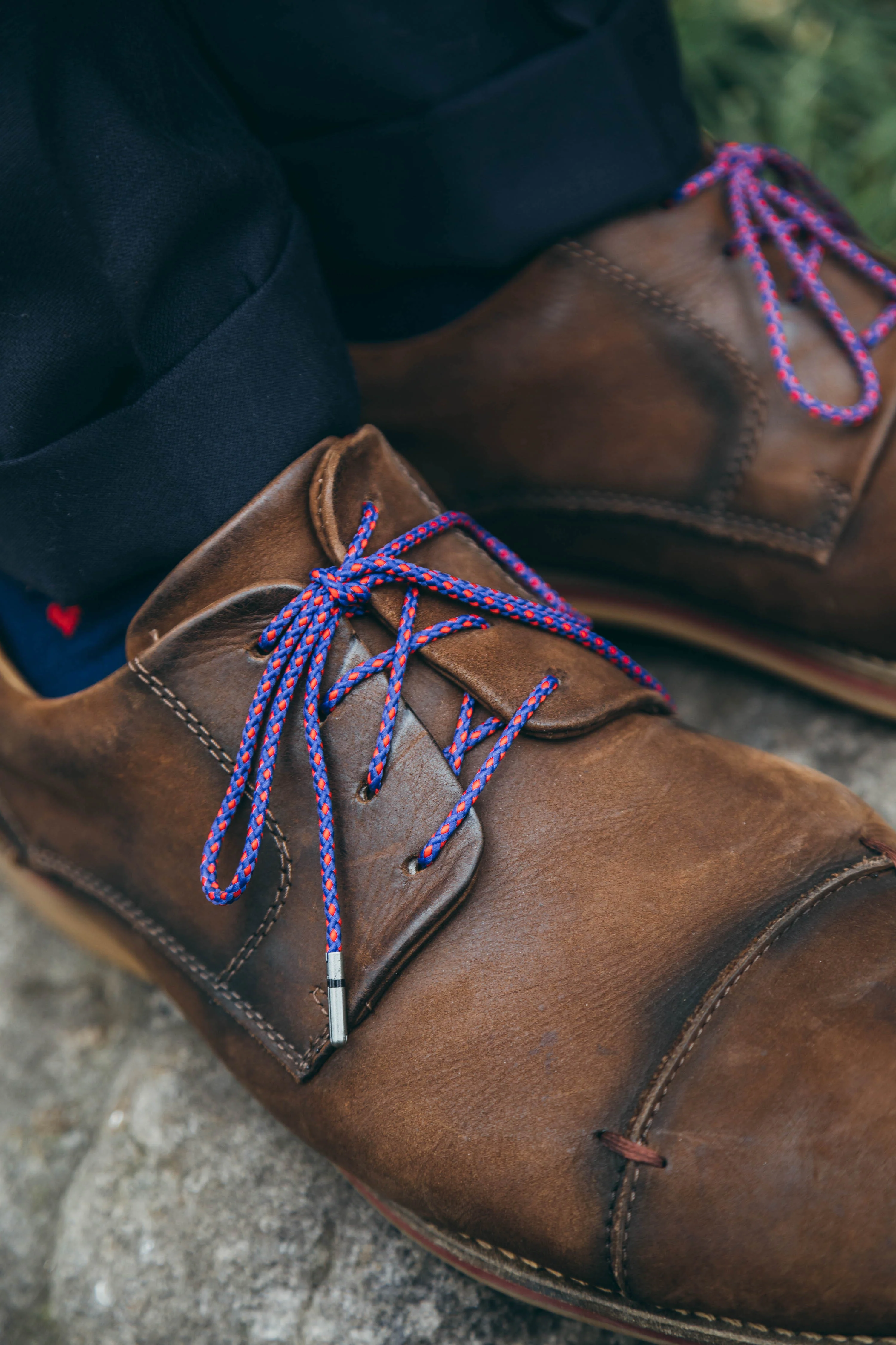 Navy & Red Braided Dress Laces - Image 4