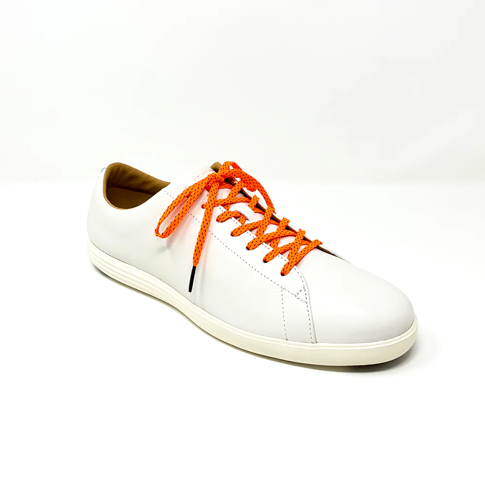 Neon Orange & Navy Flat Ticked Athletic Golf Laces - Image 5