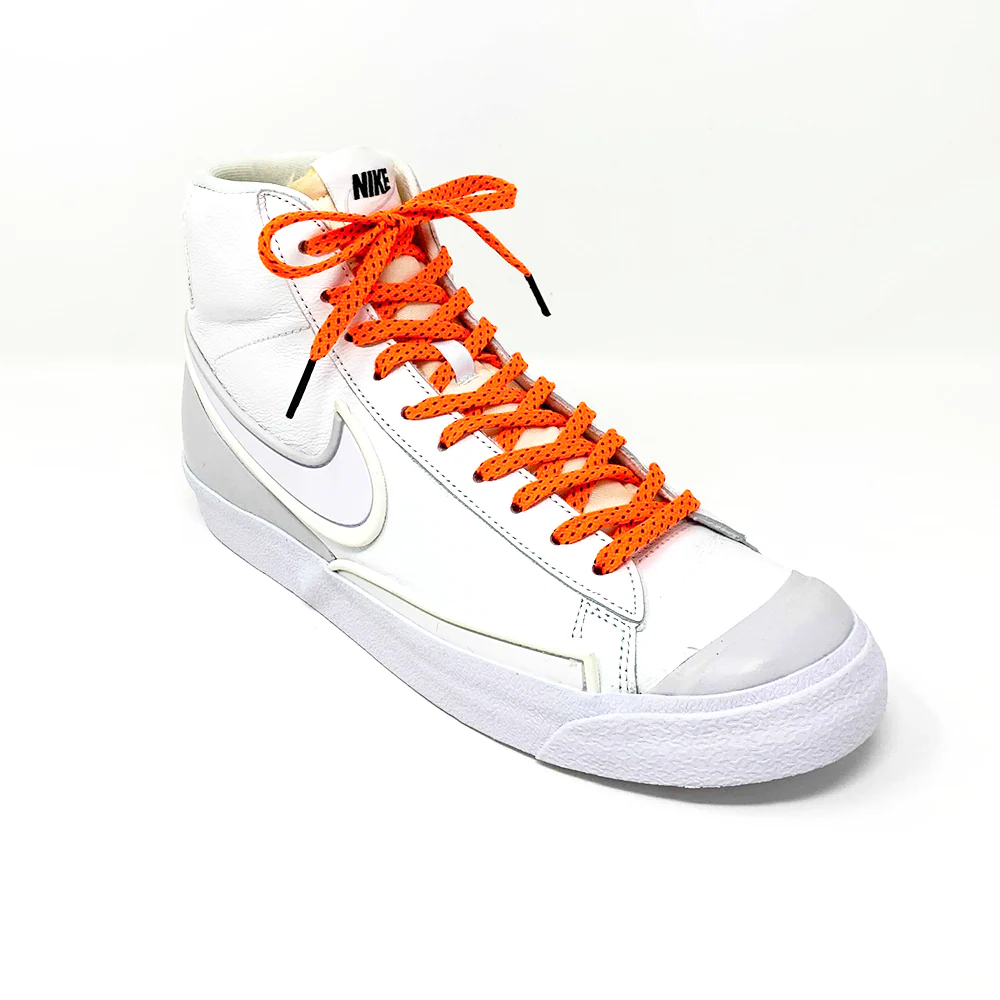 Neon Orange & Navy Flat Ticked Athletic Golf Laces - Image 6