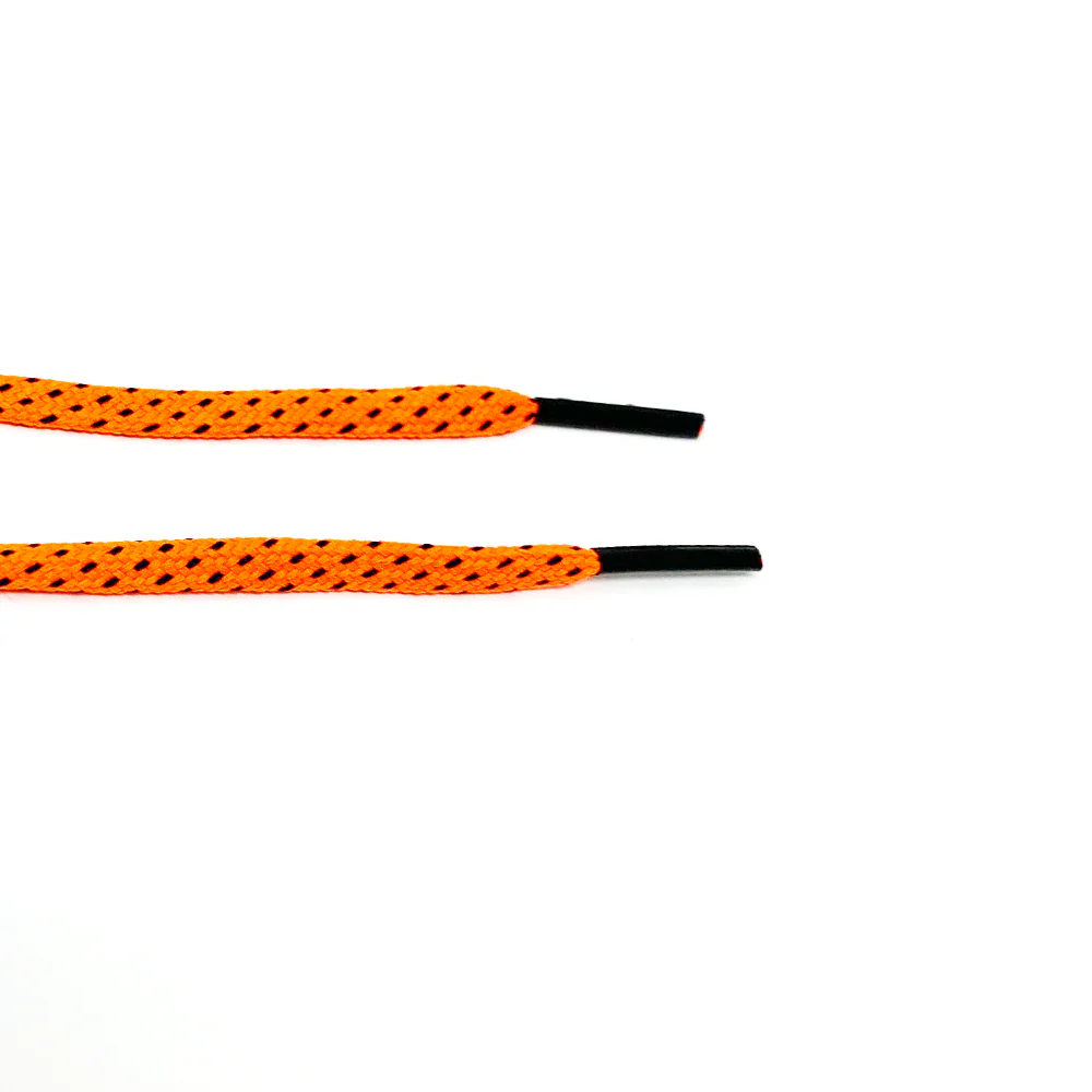 Neon Orange & Navy Flat Ticked Sneaker Laces - Image 3
