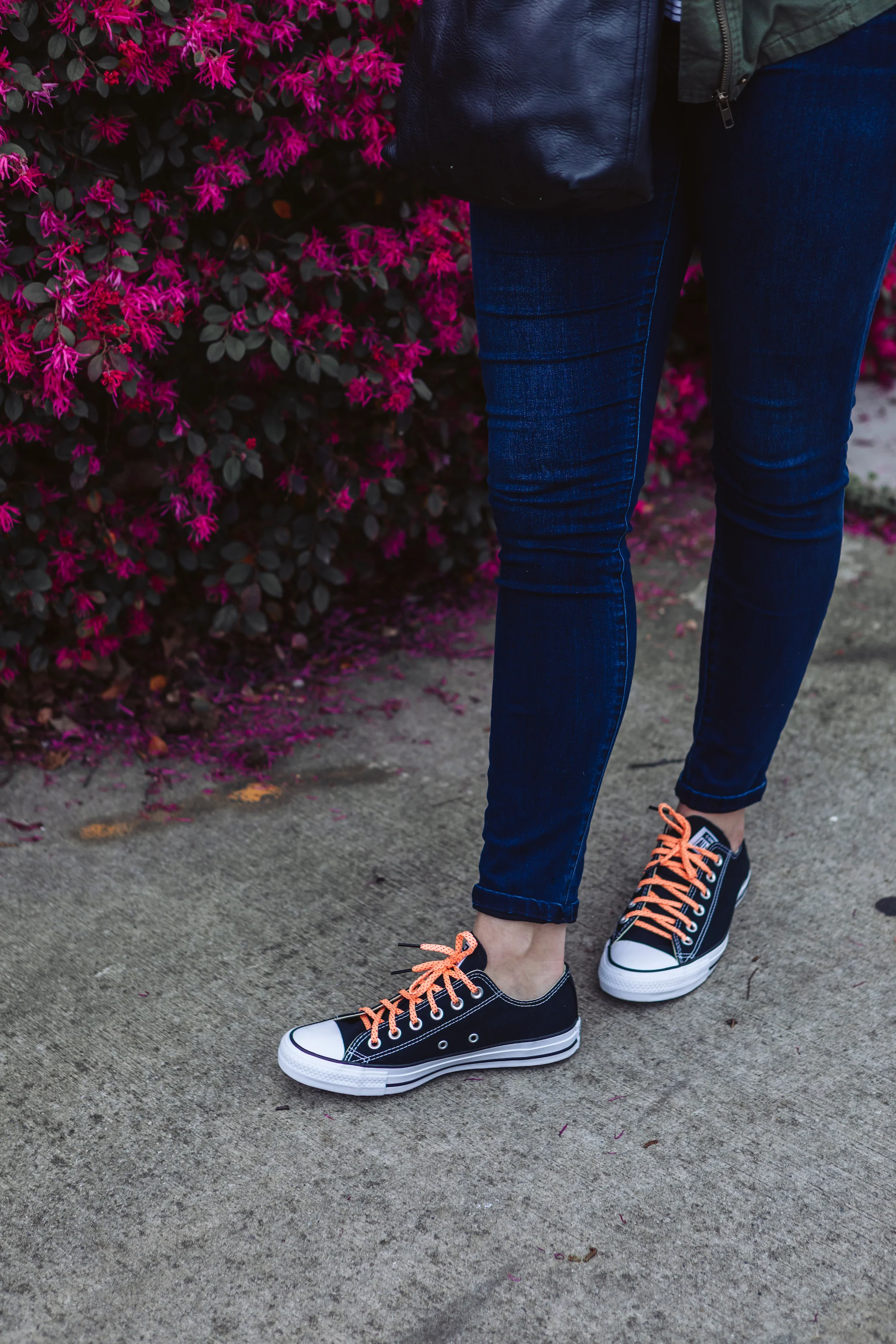 Neon Orange & Navy Flat Ticked Sneaker Laces - Image 7