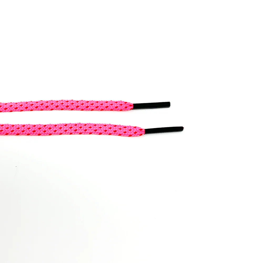 Neon Pink & Red Flat Ticked Athletic Golf Laces - Image 3