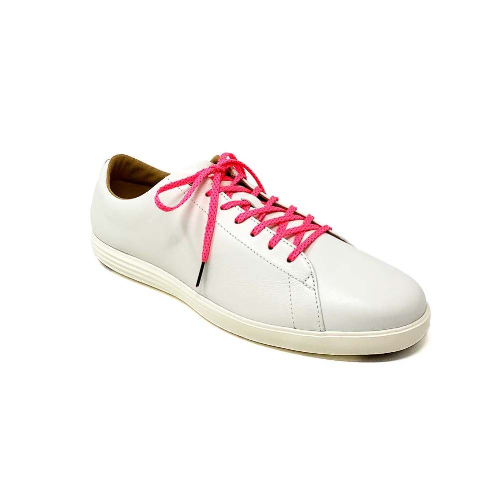 Neon Pink & Red Flat Ticked Sneaker Laces - Image 5