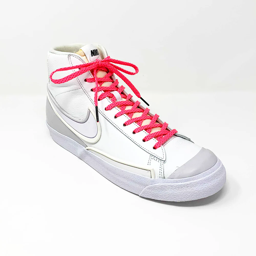 Neon Pink & Red Flat Ticked Sneaker Laces - Image 6