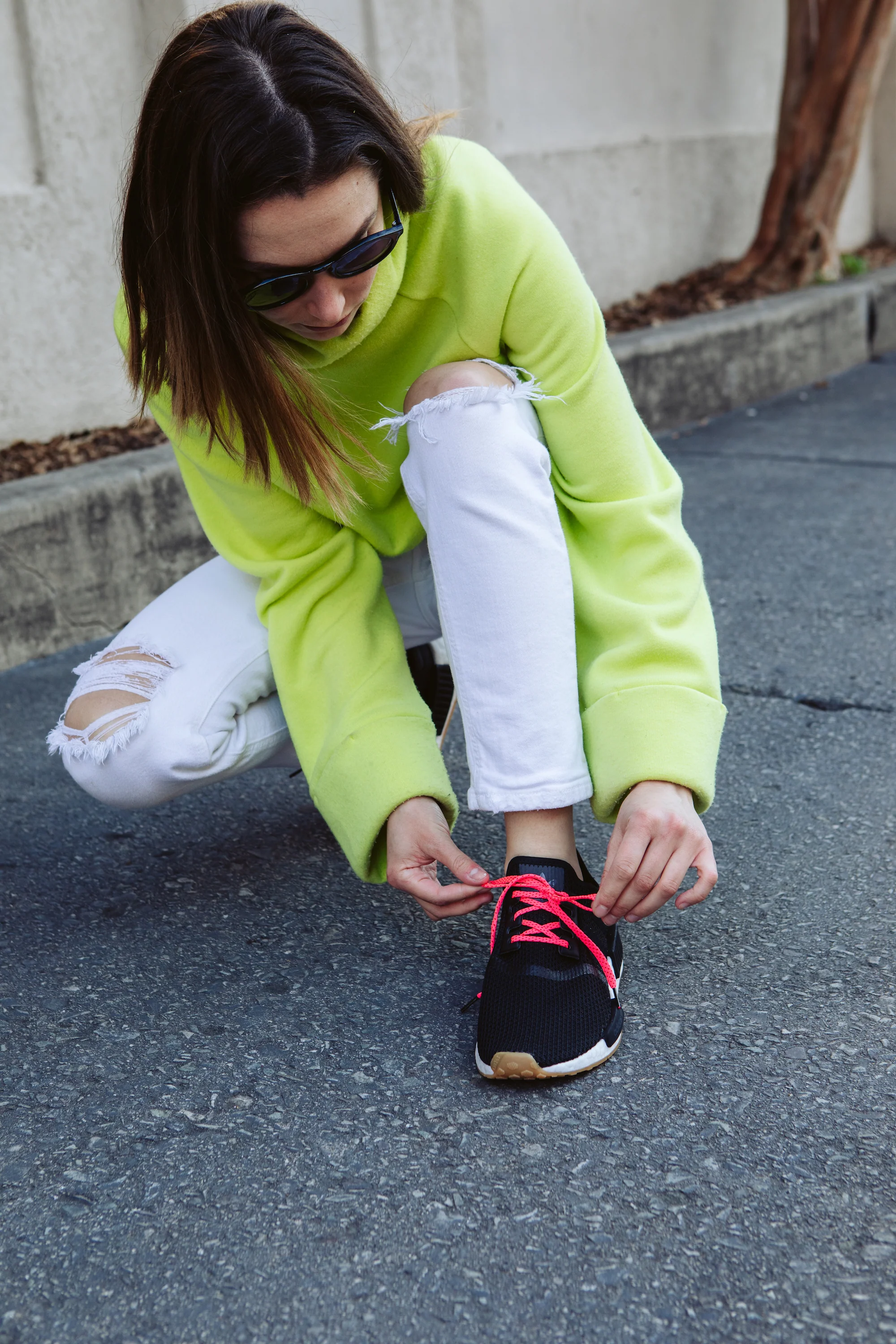 Neon Pink & Red Flat Ticked Sneaker Laces - Image 7