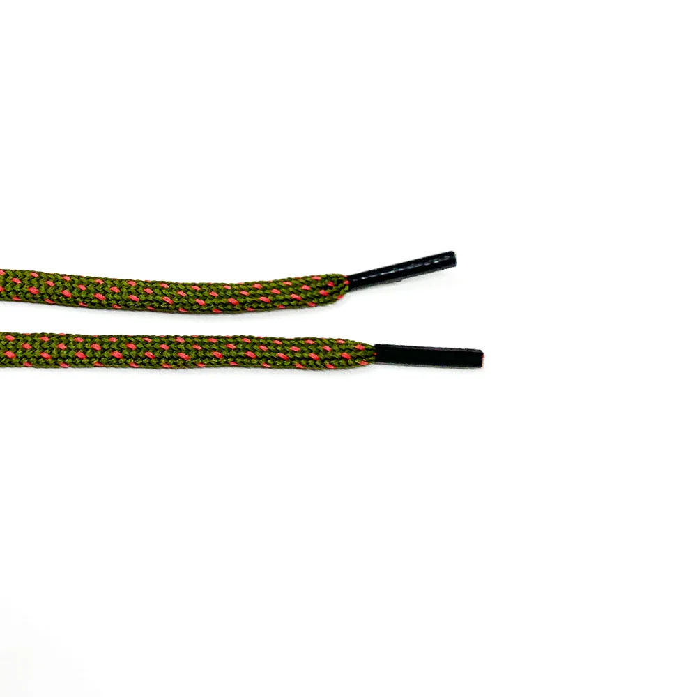 Olive Green & Guava Flat Ticked Athletic Golf Laces - Image 3