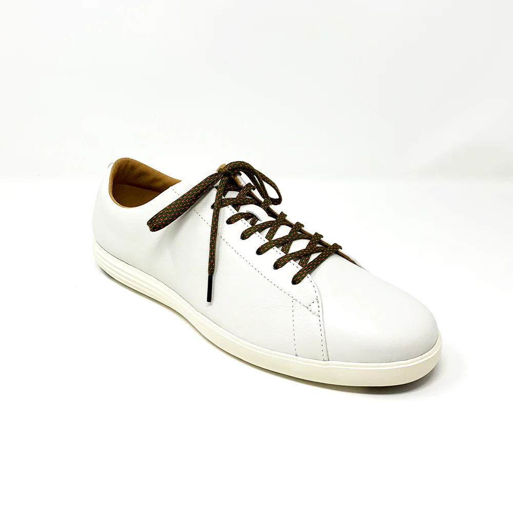 Olive Green & Guava Flat Ticked Sneaker Laces - Image 5