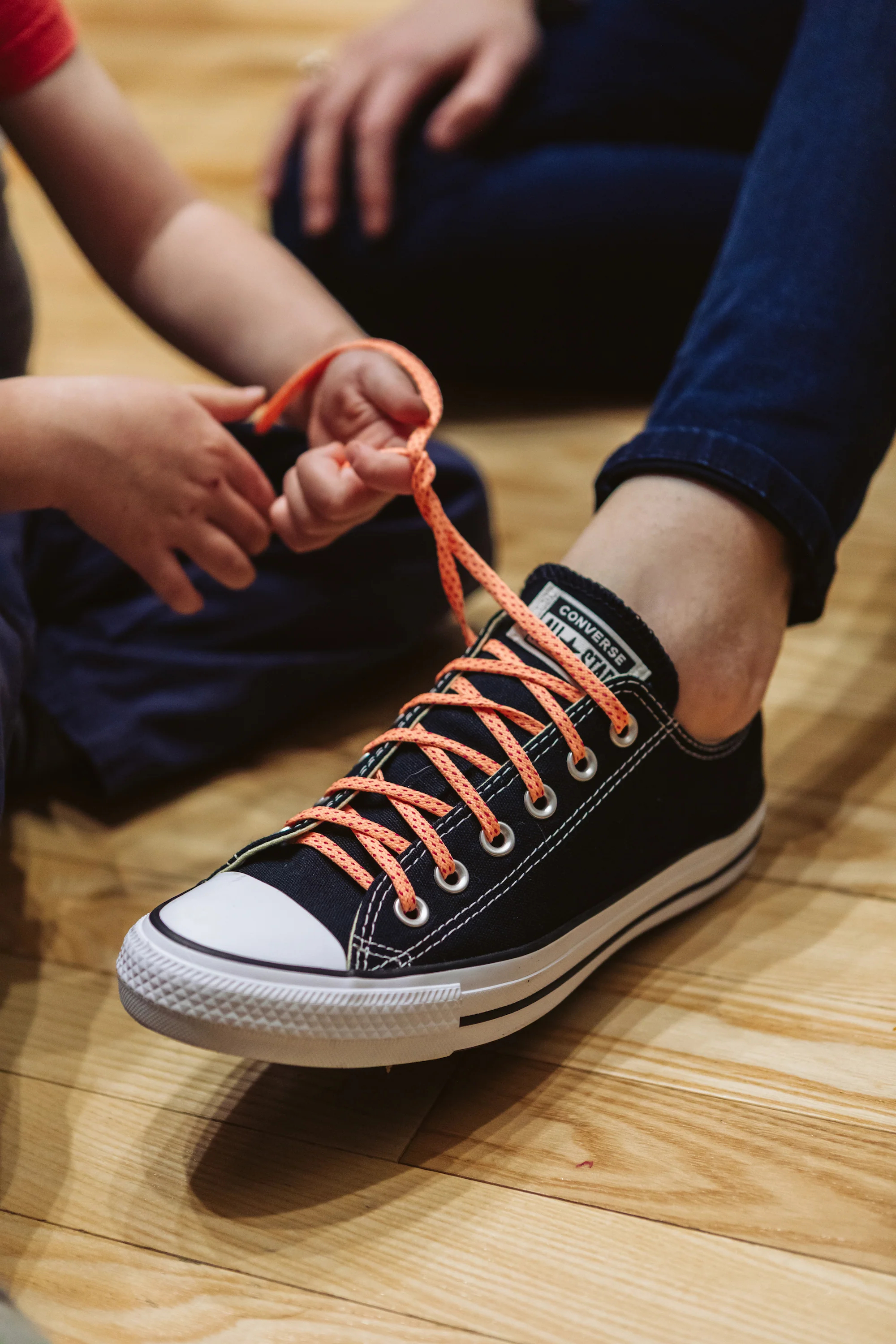Peach & Fuchsia Flat Ticked Sneaker Laces - Image 7