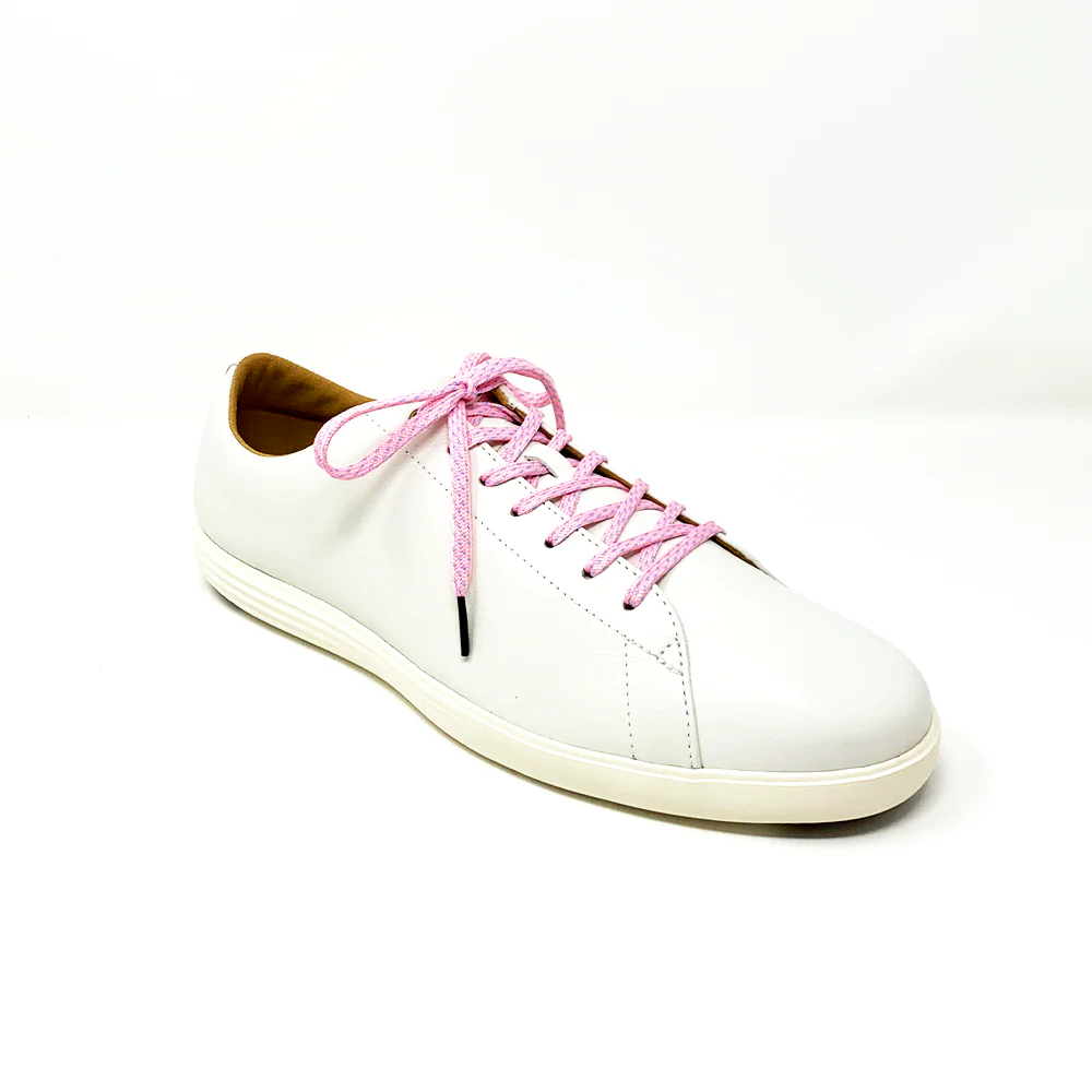 Pink & Light Blue Flat Ticked Sneaker Laces - Image 4