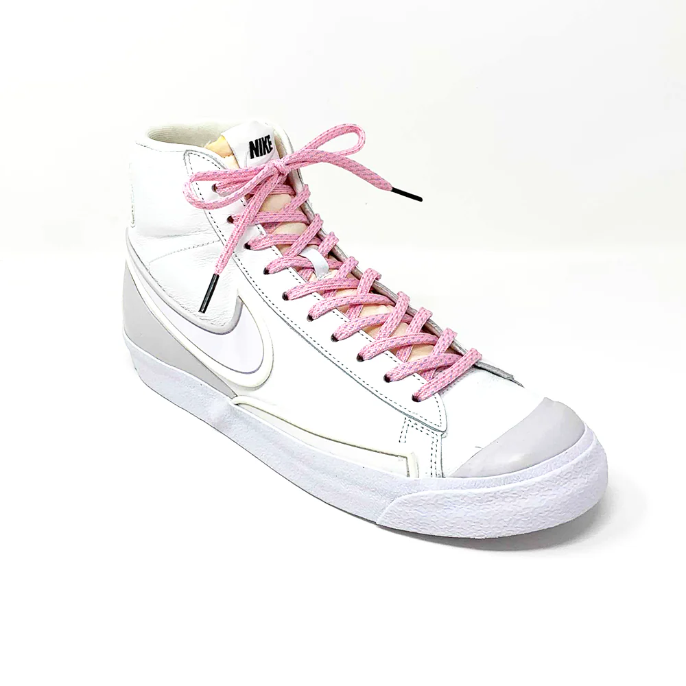 Pink & Light Blue Flat Ticked Sneaker Laces - Image 6