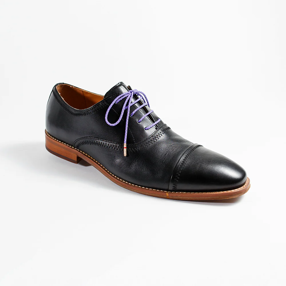 Purple & White Ticked Dress Laces - Image 4