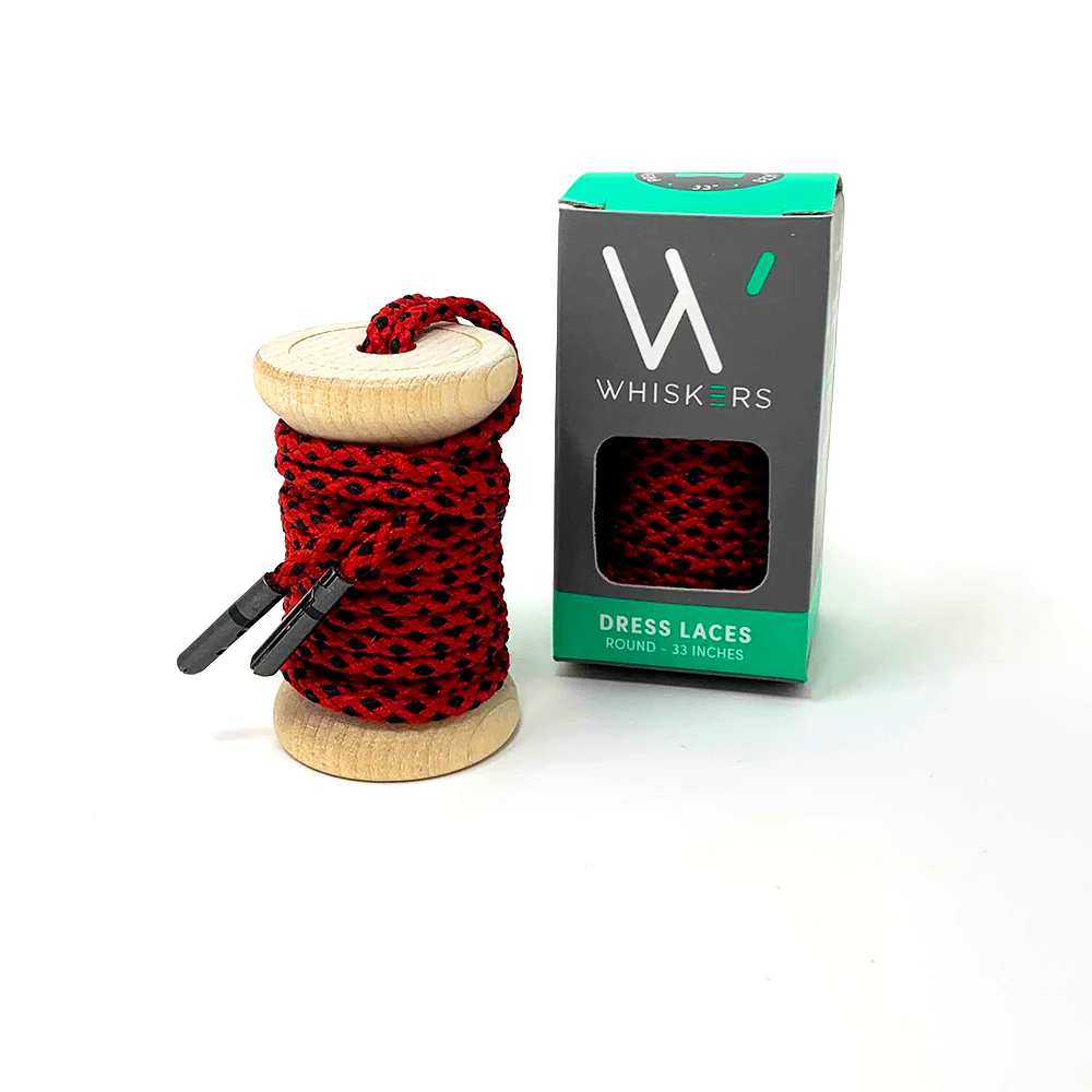 Red & Black Braided Dress Laces + Red & Black Banded Jacques Sock - Image 3