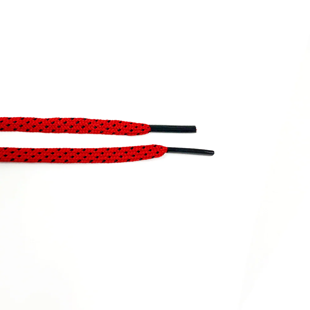 Red & Black Flat Ticked Athletic Golf Laces - Image 3