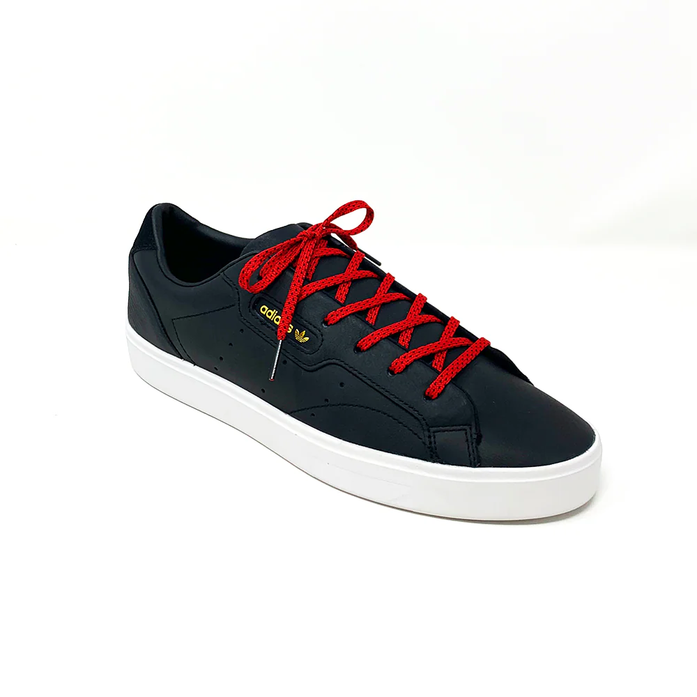 Red & Black Flat Ticked Sneaker Laces - Image 4