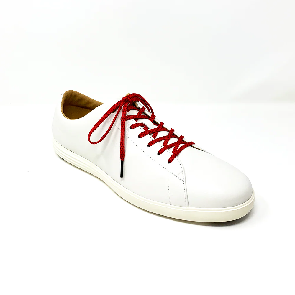 Red & Black Flat Ticked Sneaker Laces - Image 5