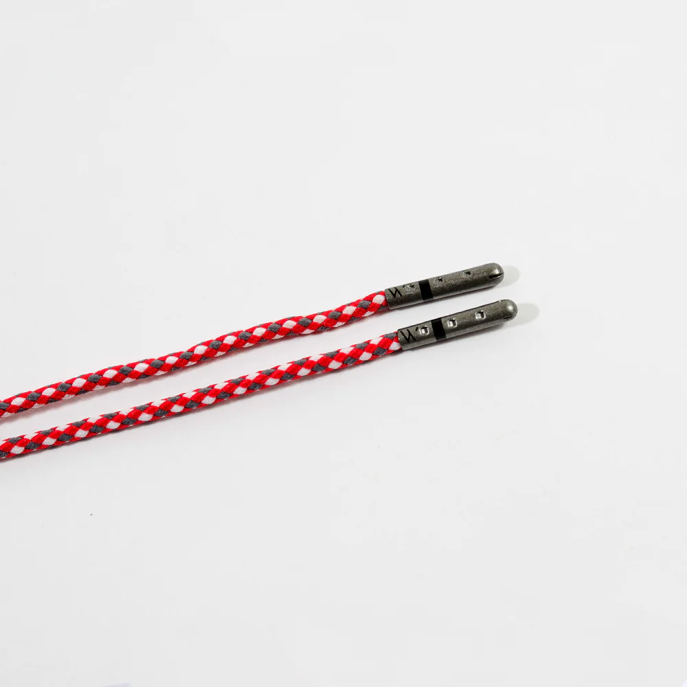 Red, Gray & White Braided Dress Laces - Image 6