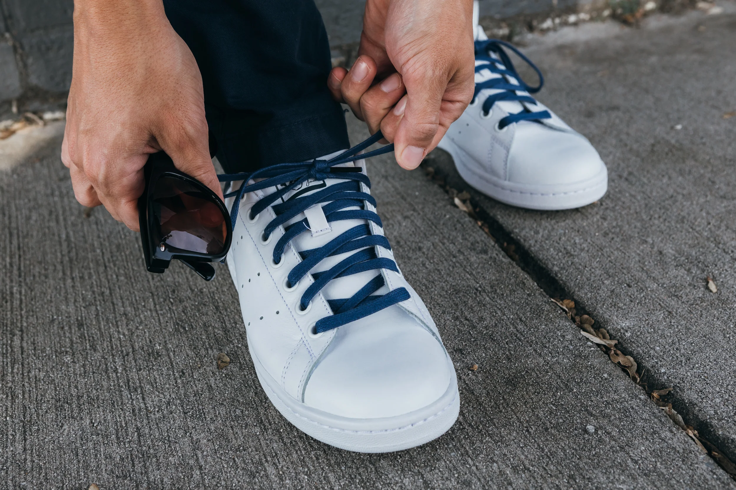 Solid Navy Glazed Sneaker Laces - Image 7