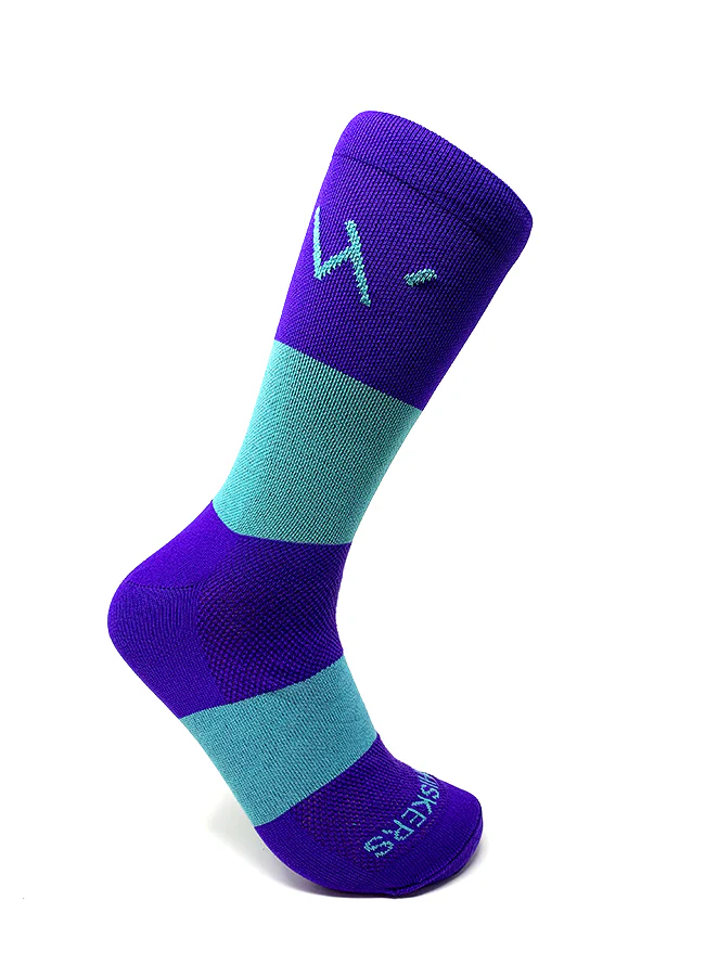 45" Teal & Purple Flat Ticked Sneaker Lace + Purple & Teal Banded Jacques Sock - Image 4